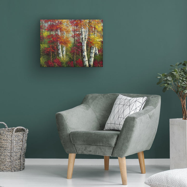Wall Art 12 x 16 Inches Titled Indian Summer Ready to Hang Printed on Wooden Planks Image 1