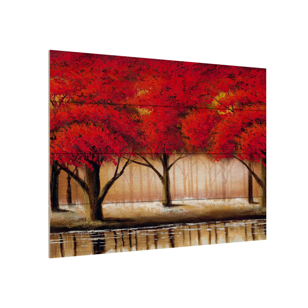 Wall Art 12 x 16 Inches Titled Parade of Red Trees II Ready to Hang Printed on Wooden Planks Image 3