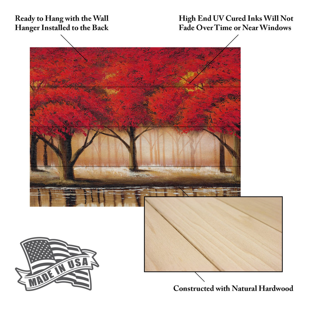 Wall Art 12 x 16 Inches Titled Parade of Red Trees II Ready to Hang Printed on Wooden Planks Image 5