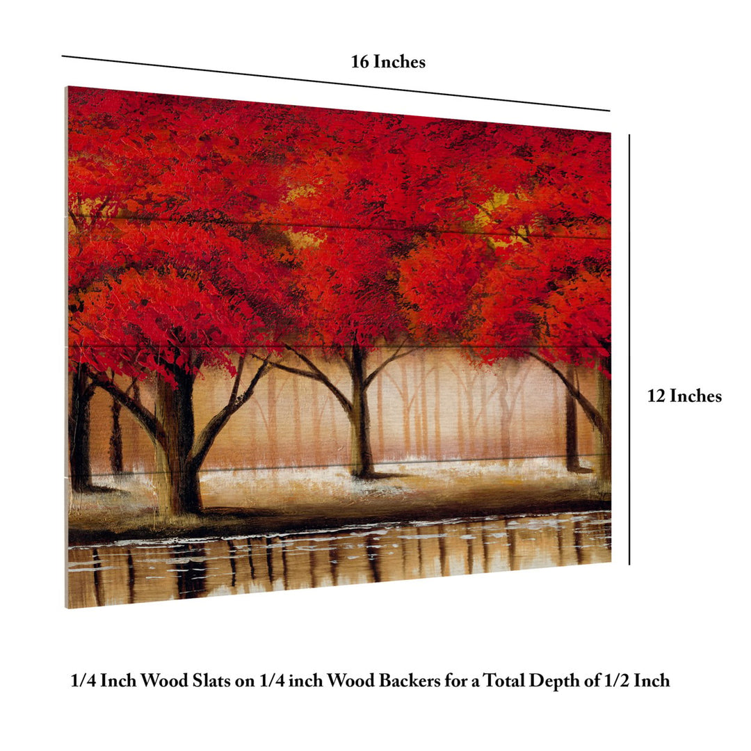Wall Art 12 x 16 Inches Titled Parade of Red Trees II Ready to Hang Printed on Wooden Planks Image 6