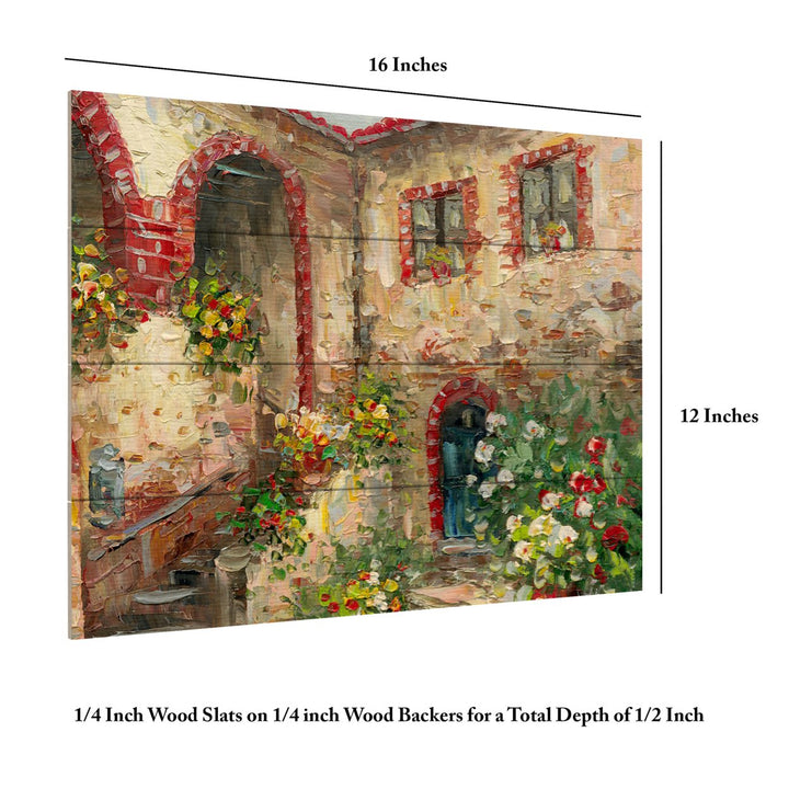 Wall Art 12 x 16 Inches Titled Tuscany Courtyard Ready to Hang Printed on Wooden Planks Image 6