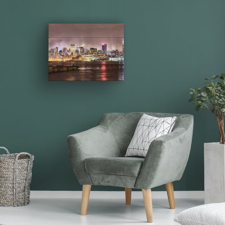 Wall Art 12 x 16 Inches Titled Midtown Manhatten Over the Hudson River Ready to Hang Printed on Wooden Planks Image 1
