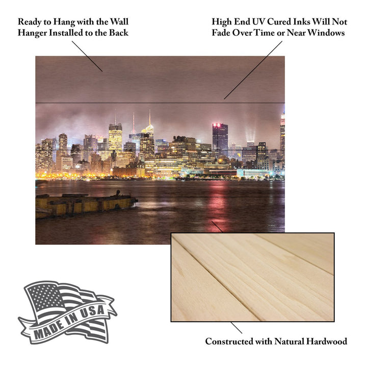 Wall Art 12 x 16 Inches Titled Midtown Manhatten Over the Hudson River Ready to Hang Printed on Wooden Planks Image 5