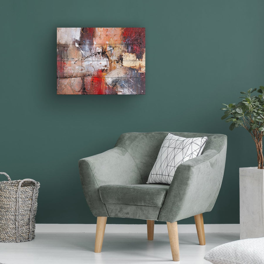 Wall Art 12 x 16 Inches Titled Cube Abstract V Ready to Hang Printed on Wooden Planks Image 1