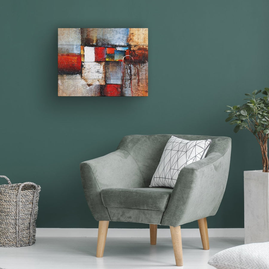 Wall Art 12 x 16 Inches Titled Cube Abstract VI Ready to Hang Printed on Wooden Planks Image 1