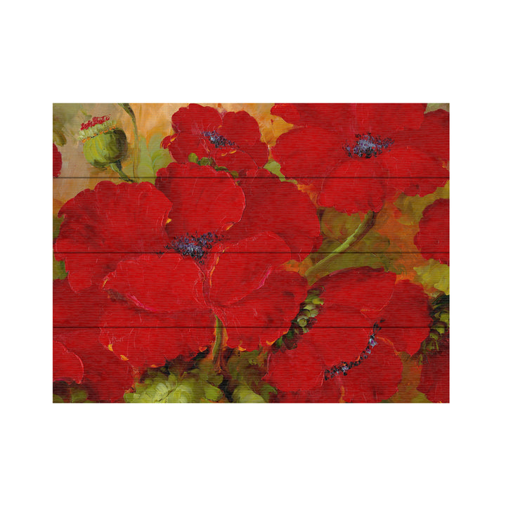 Wall Art 12 x 16 Inches Titled Poppies 2 Ready to Hang Printed on Wooden Planks Image 2