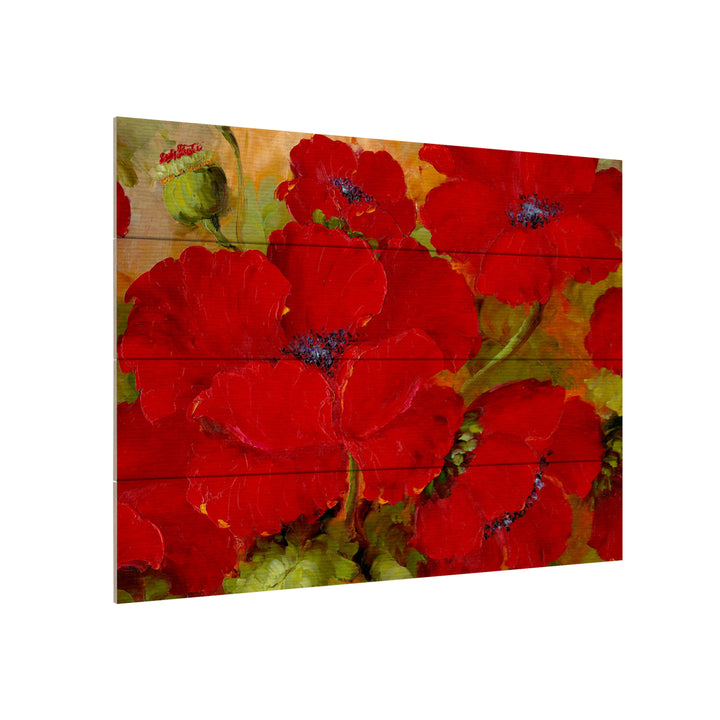 Wall Art 12 x 16 Inches Titled Poppies 2 Ready to Hang Printed on Wooden Planks Image 3