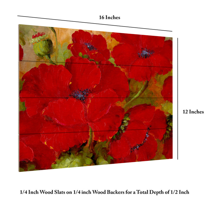 Wall Art 12 x 16 Inches Titled Poppies 2 Ready to Hang Printed on Wooden Planks Image 6