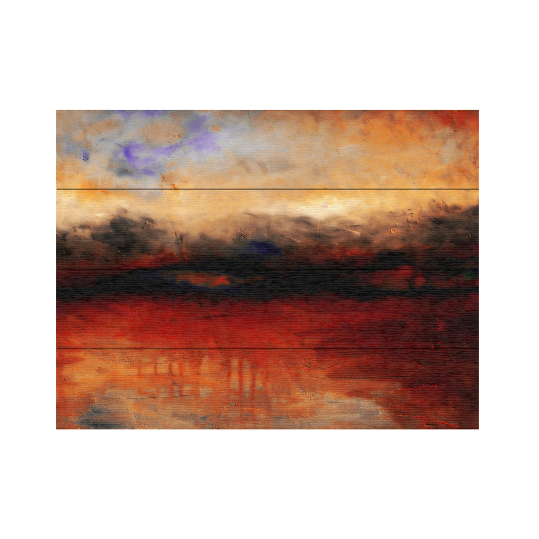 Wall Art 12 x 16 Inches Titled Red Skies at Night Ready to Hang Printed on Wooden Planks Image 2