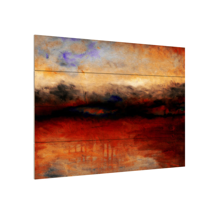 Wall Art 12 x 16 Inches Titled Red Skies at Night Ready to Hang Printed on Wooden Planks Image 3