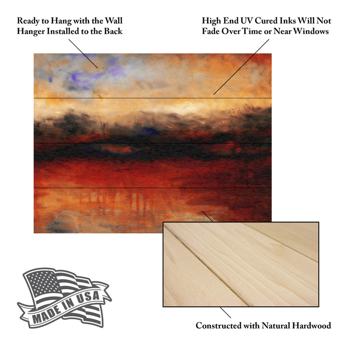 Wall Art 12 x 16 Inches Titled Red Skies at Night Ready to Hang Printed on Wooden Planks Image 5