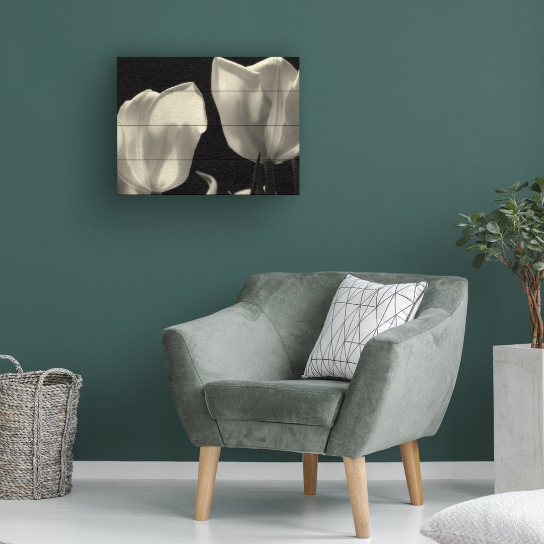 Wall Art 12 x 16 Inches Titled Tulips Ready to Hang Printed on Wooden Planks Image 1