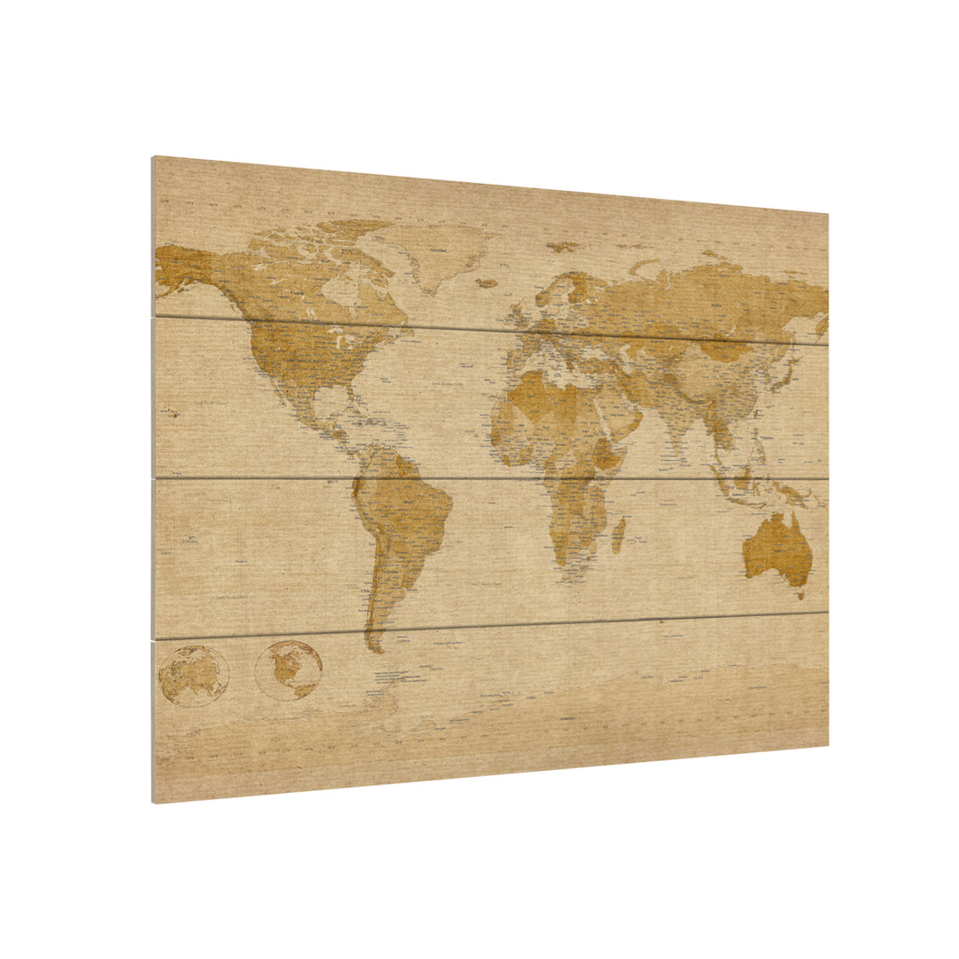 Wall Art 12 x 16 Inches Titled Antique World Map Ready to Hang Printed on Wooden Planks Image 3