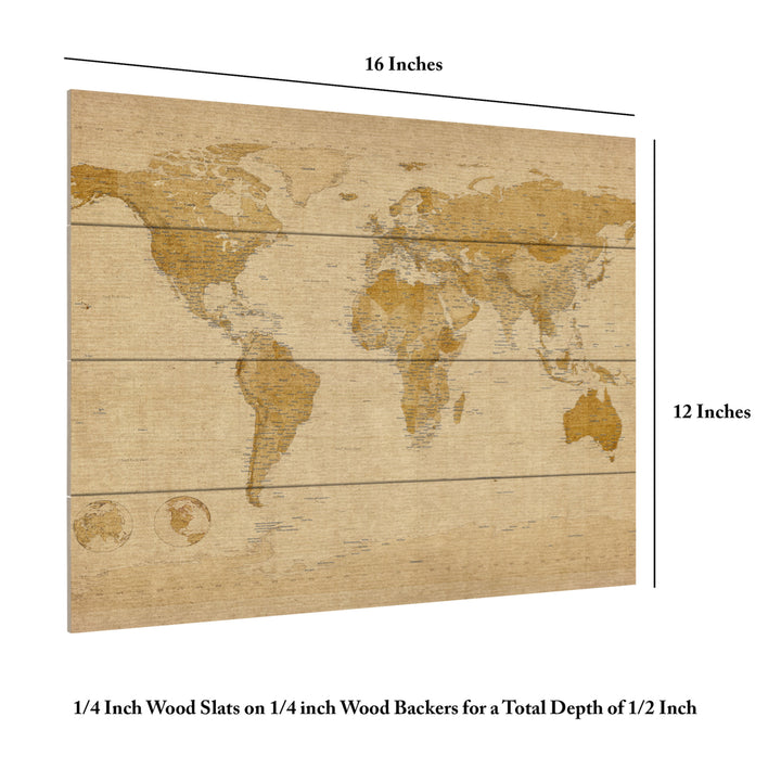 Wall Art 12 x 16 Inches Titled Antique World Map Ready to Hang Printed on Wooden Planks Image 6