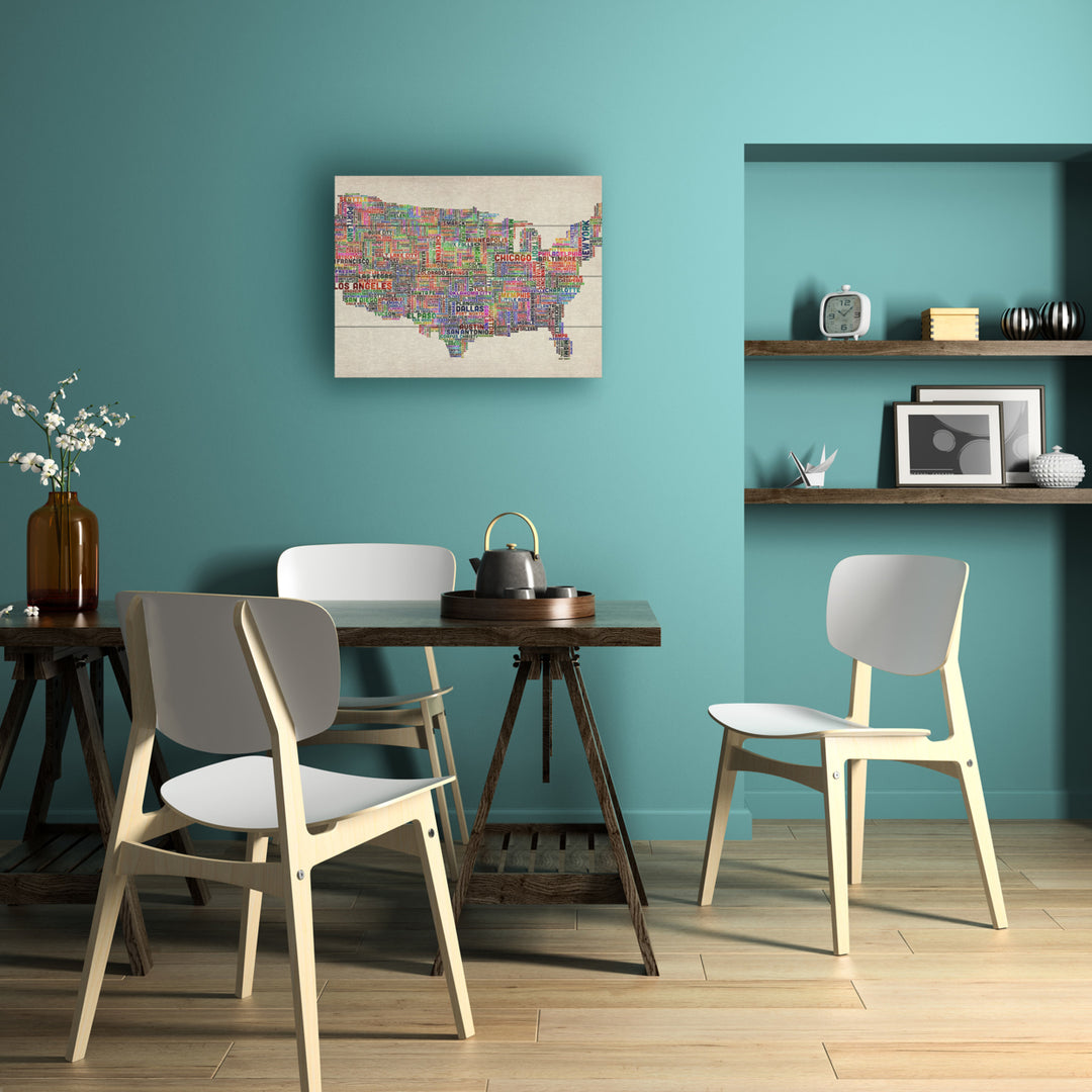 Wall Art 12 x 16 Inches Titled US Cities Text Map VI Ready to Hang Printed on Wooden Planks Image 4