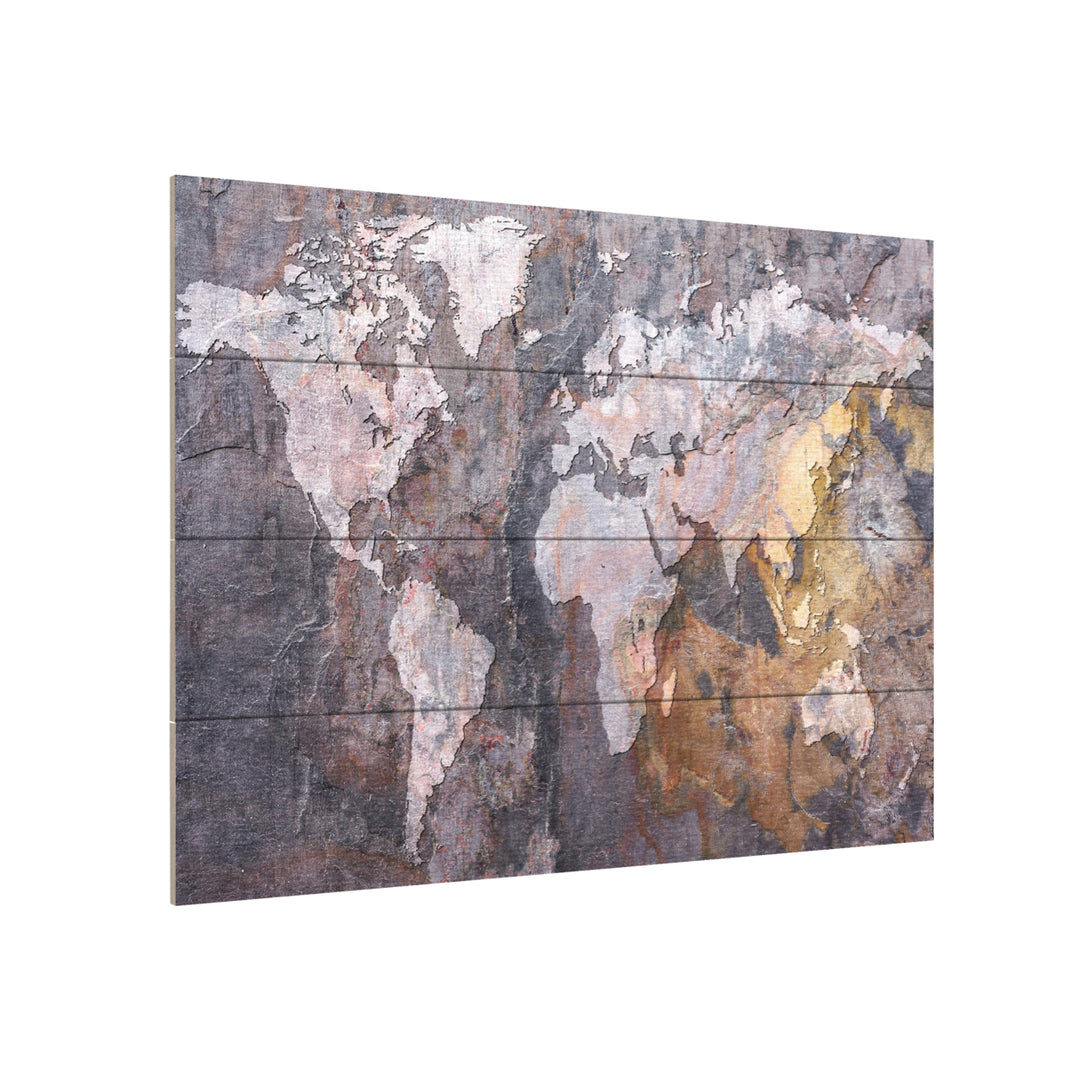 Wall Art 12 x 16 Inches Titled World Map - Rock Ready to Hang Printed on Wooden Planks Image 3