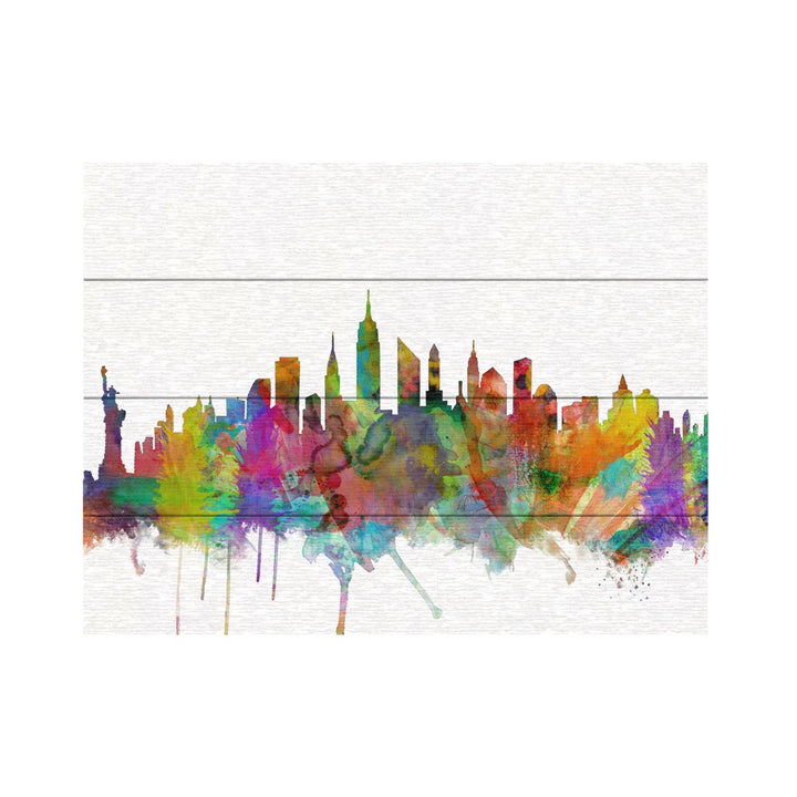 Wall Art 12 x 16 Inches Titled  York City Skyline Ready to Hang Printed on Wooden Planks Image 2