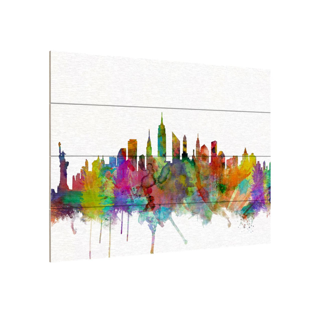 Wall Art 12 x 16 Inches Titled  York City Skyline Ready to Hang Printed on Wooden Planks Image 3