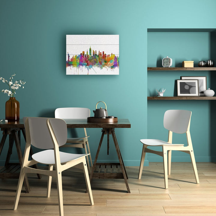 Wall Art 12 x 16 Inches Titled  York City Skyline Ready to Hang Printed on Wooden Planks Image 4