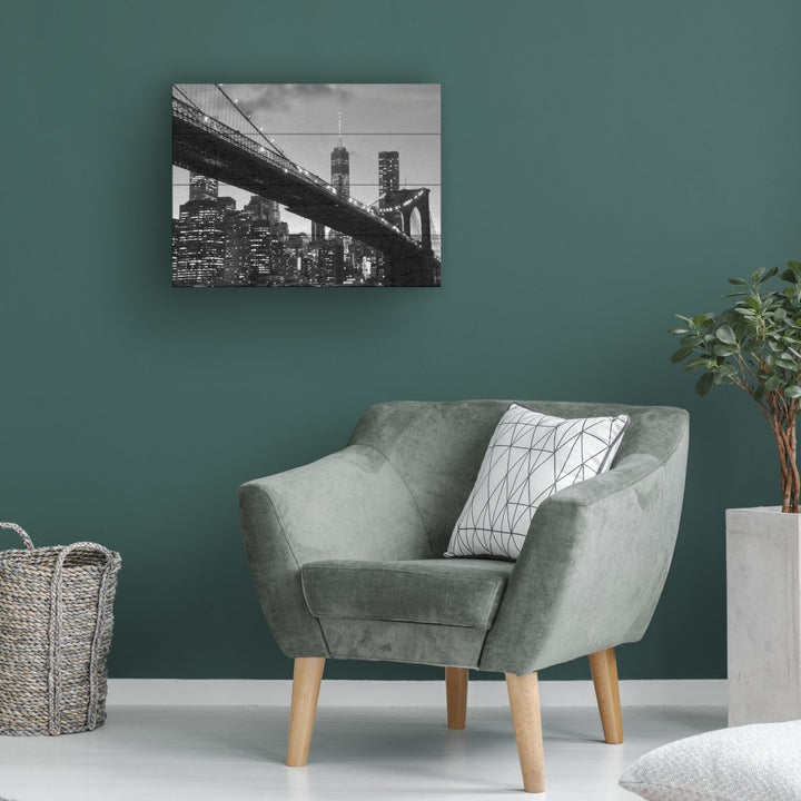 Wall Art 12 x 16 Inches Titled Brooklyn Bridge 5 Ready to Hang Printed on Wooden Planks Image 1