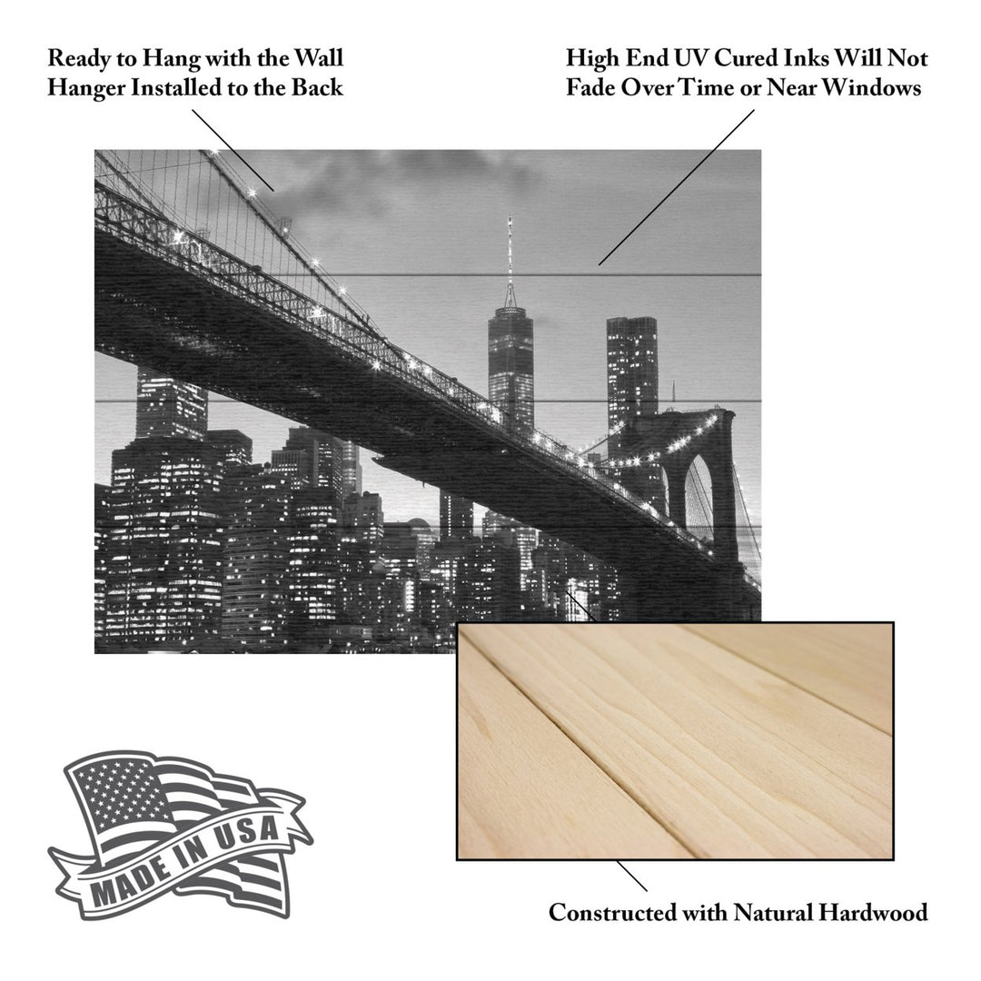 Wall Art 12 x 16 Inches Titled Brooklyn Bridge 5 Ready to Hang Printed on Wooden Planks Image 5