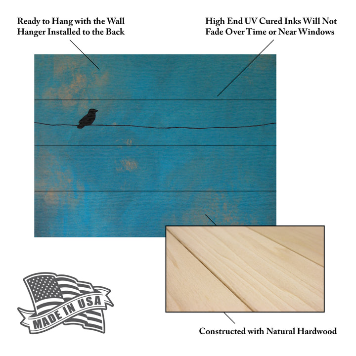 Wall Art 12 x 16 Inches Titled Lone Bird Blue Ready to Hang Printed on Wooden Planks Image 5