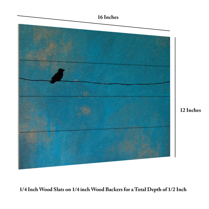 Wall Art 12 x 16 Inches Titled Lone Bird Blue Ready to Hang Printed on Wooden Planks Image 6