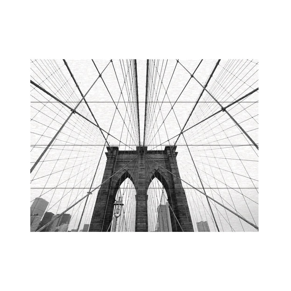 Wall Art 12 x 16 Inches Titled NYC Brooklyn Bridge Ready to Hang Printed on Wooden Planks Image 2