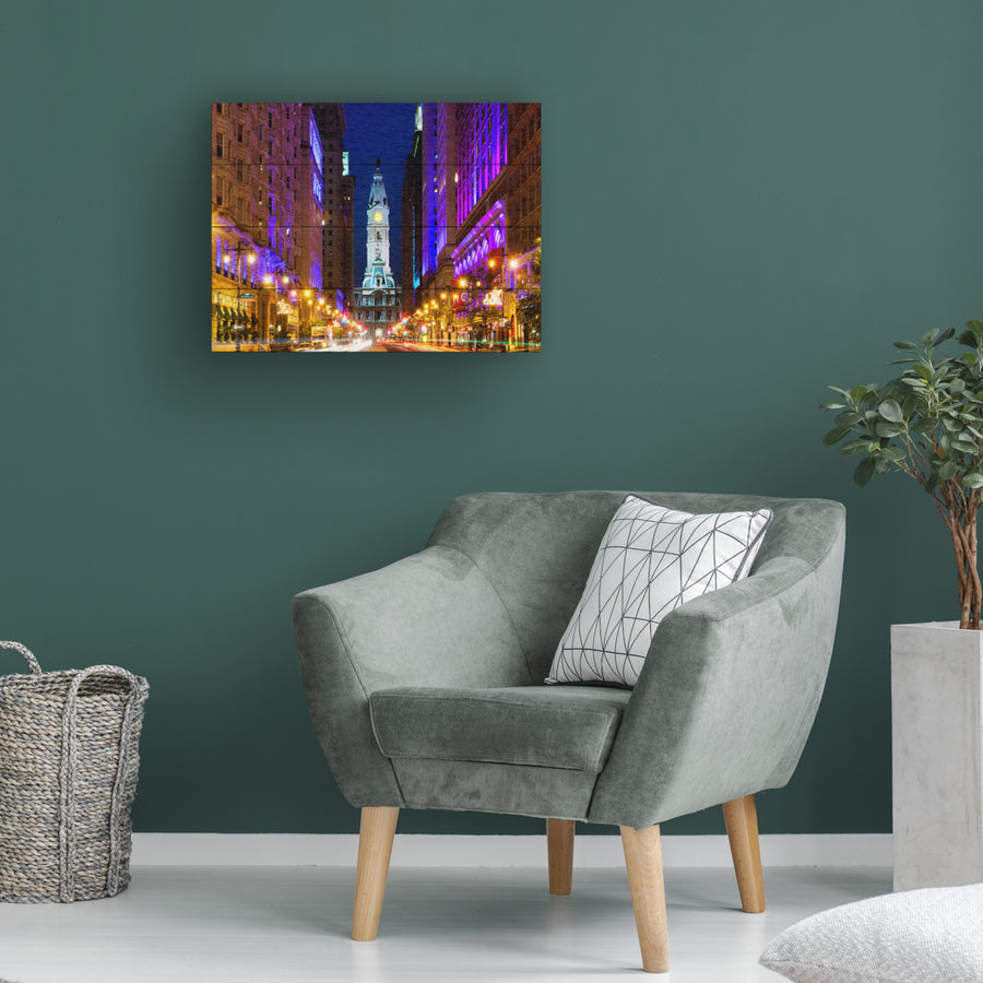 Wall Art 12 x 16 Inches Titled City Hall Philadelphia Ready to Hang Printed on Wooden Planks Image 1