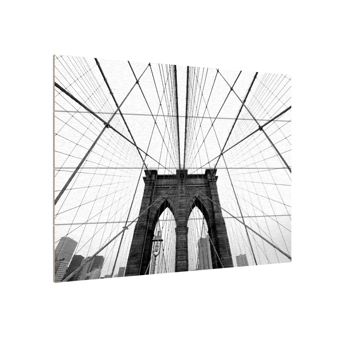 Wall Art 12 x 16 Inches Titled NYC Brooklyn Bridge Ready to Hang Printed on Wooden Planks Image 3