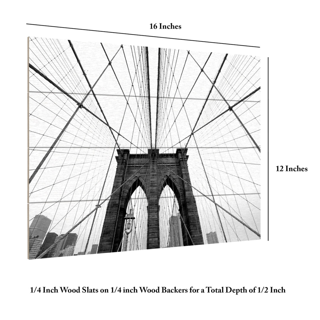 Wall Art 12 x 16 Inches Titled NYC Brooklyn Bridge Ready to Hang Printed on Wooden Planks Image 6