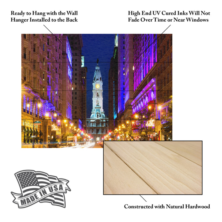 Wall Art 12 x 16 Inches Titled City Hall Philadelphia Ready to Hang Printed on Wooden Planks Image 5