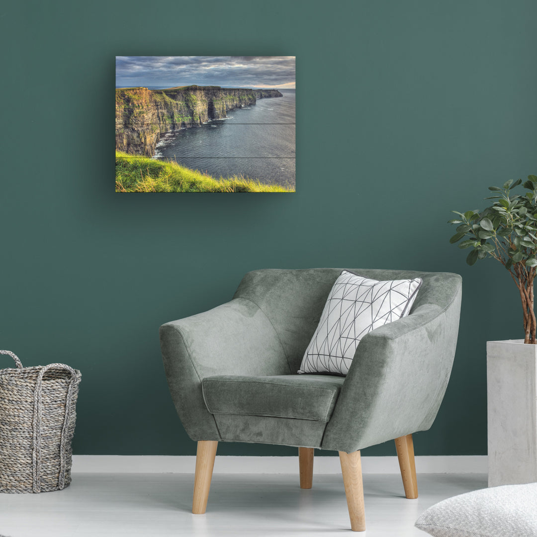 Wall Art 12 x 16 Inches Titled Cliffs of Moher Ireland Ready to Hang Printed on Wooden Planks Image 1