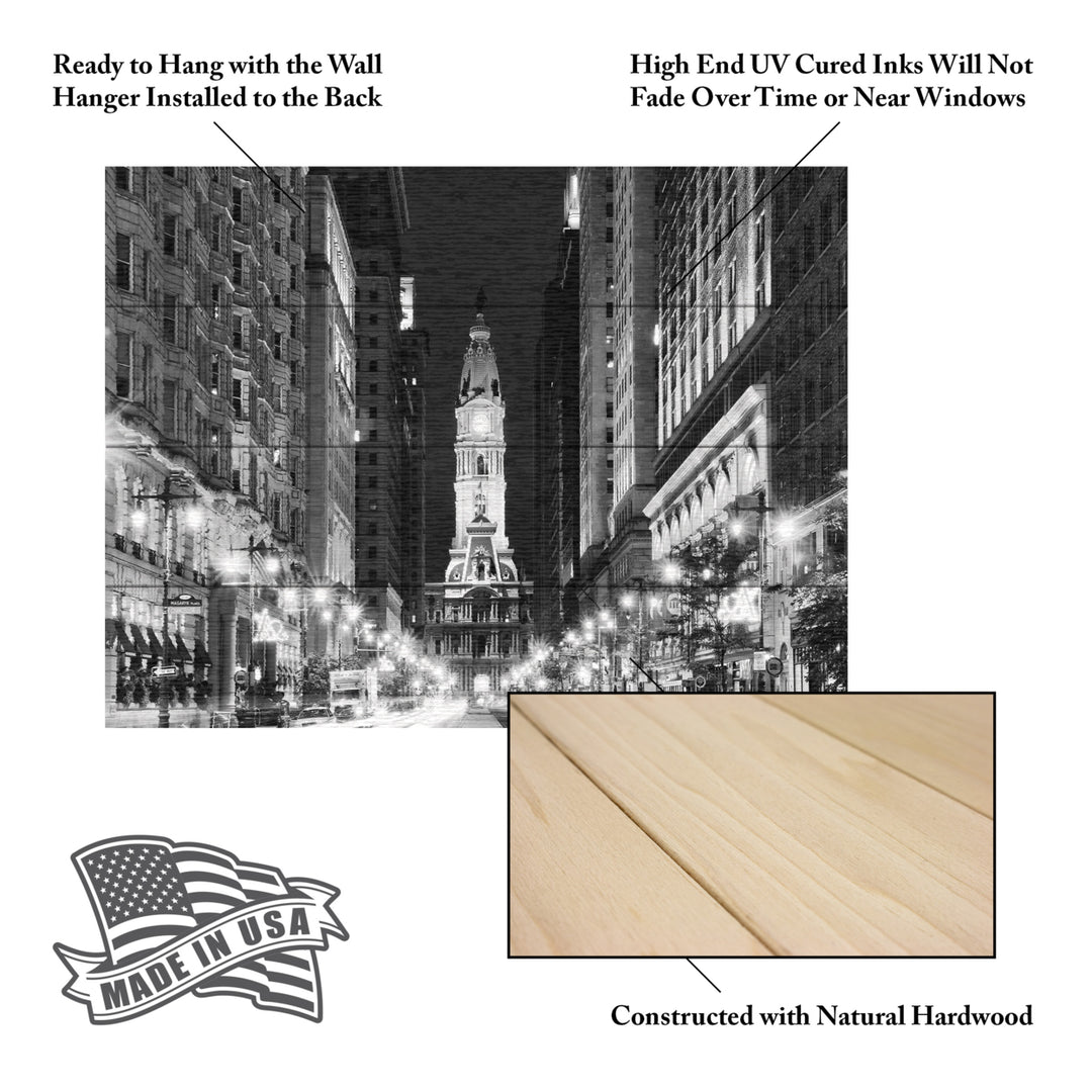 Wall Art 12 x 16 Inches Titled City Hall Philadelphia Buildings Ready to Hang Printed on Wooden Planks Image 5