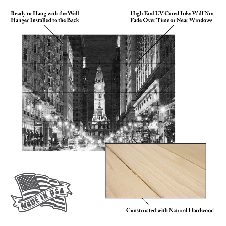 Wall Art 12 x 16 Inches Titled City Hall Philadelphia Buildings Ready to Hang Printed on Wooden Planks Image 5