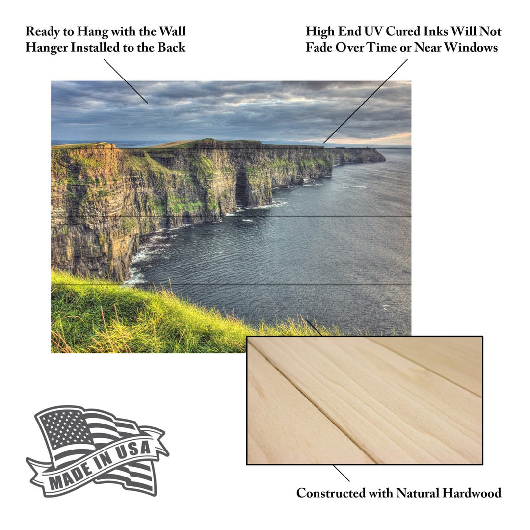 Wall Art 12 x 16 Inches Titled Cliffs of Moher Ireland Ready to Hang Printed on Wooden Planks Image 5