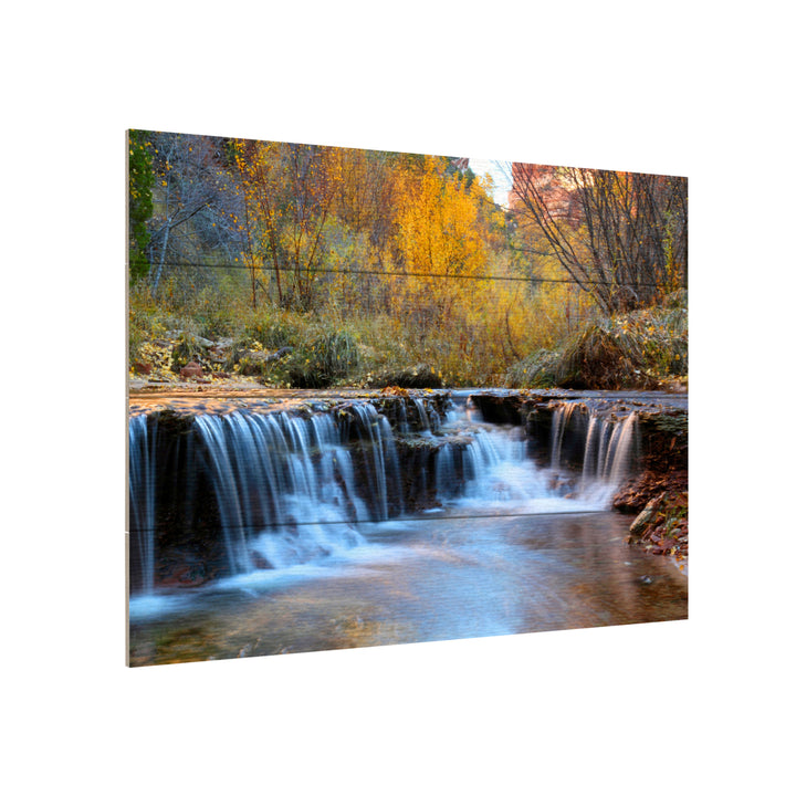 Wall Art 12 x 16 Inches Titled Zion Autumn Ready to Hang Printed on Wooden Planks Image 3