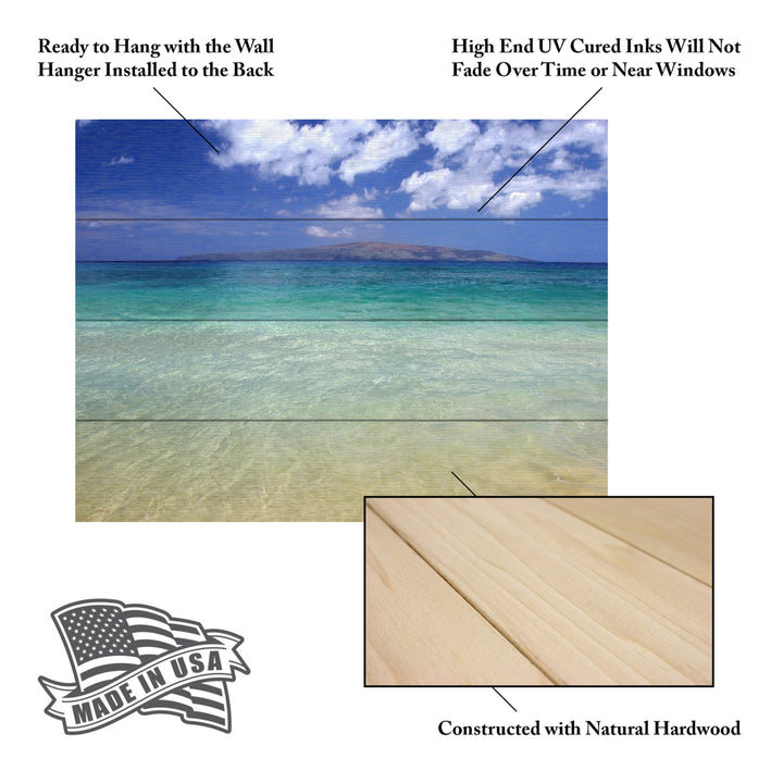 Wall Art 12 x 16 Inches Titled Hawaii Blue Beach Ready to Hang Printed on Wooden Planks Image 5