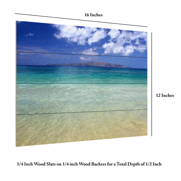 Wall Art 12 x 16 Inches Titled Hawaii Blue Beach Ready to Hang Printed on Wooden Planks Image 6