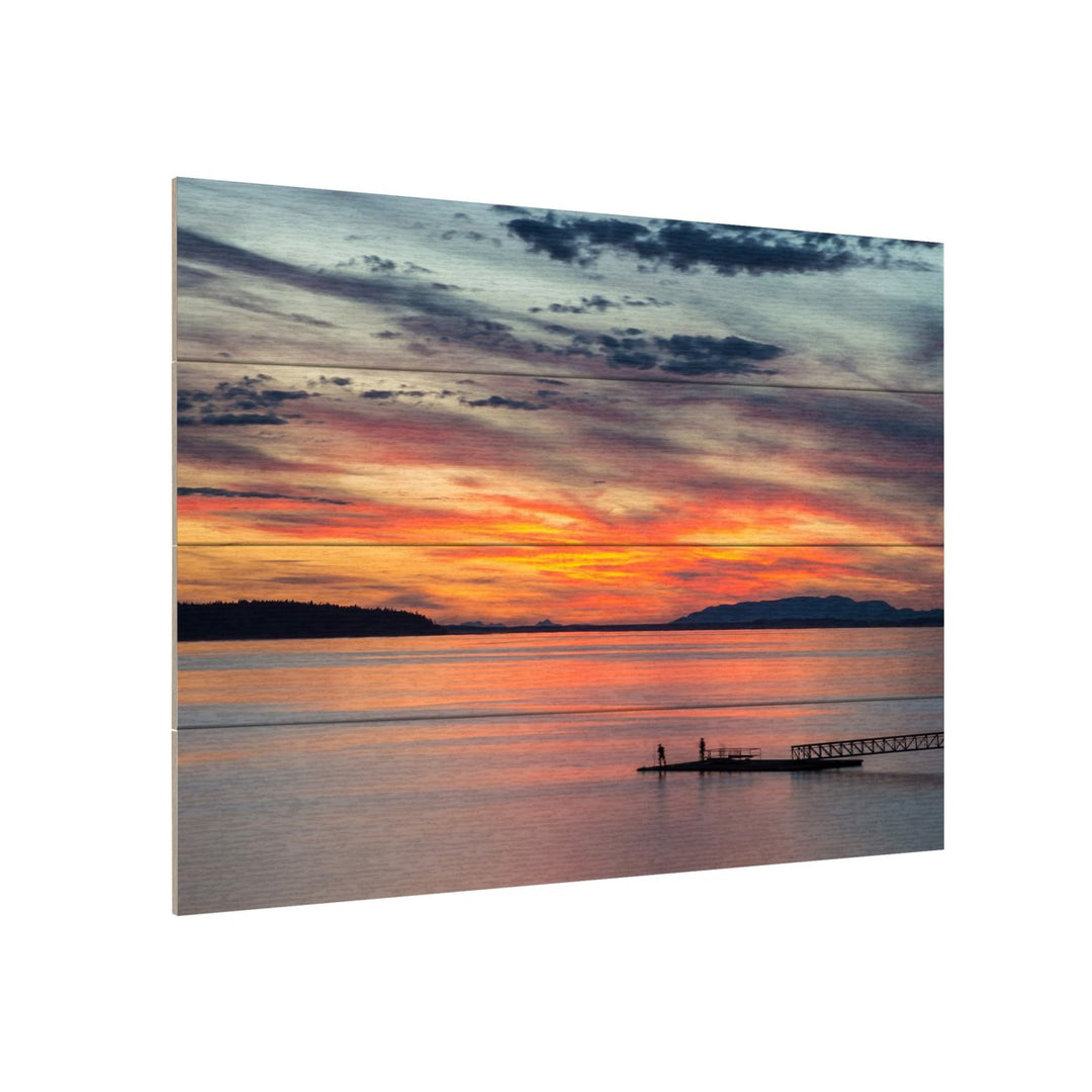 Wall Art 12 x 16 Inches Titled Sunset Pier Ready to Hang Printed on Wooden Planks Image 3