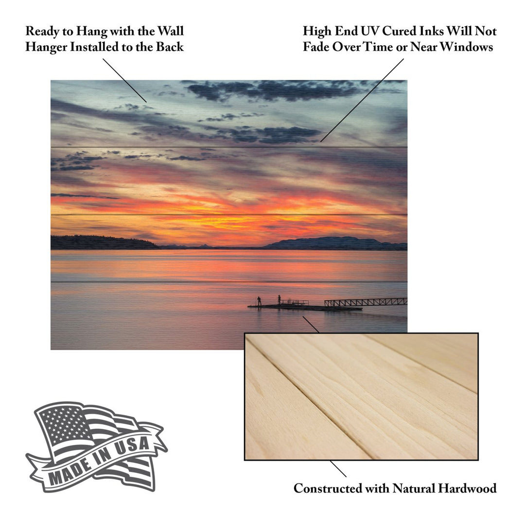 Wall Art 12 x 16 Inches Titled Sunset Pier Ready to Hang Printed on Wooden Planks Image 5