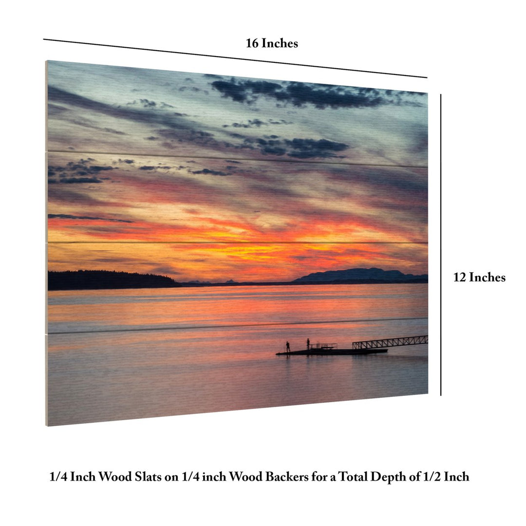 Wall Art 12 x 16 Inches Titled Sunset Pier Ready to Hang Printed on Wooden Planks Image 6