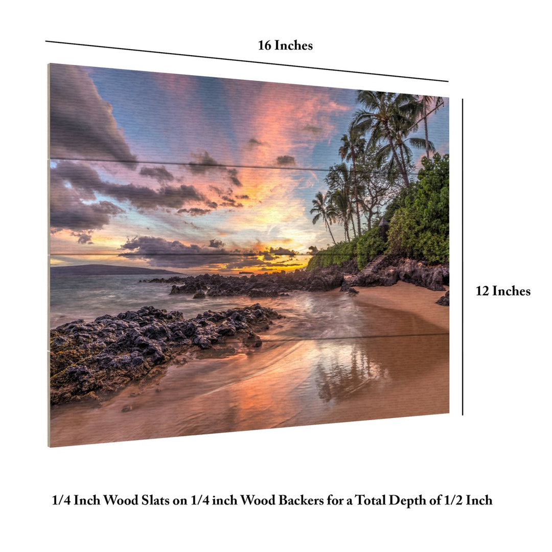 Wall Art 12 x 16 Inches Titled Hawaiian Sunset Wonder Ready to Hang Printed on Wooden Planks Image 6