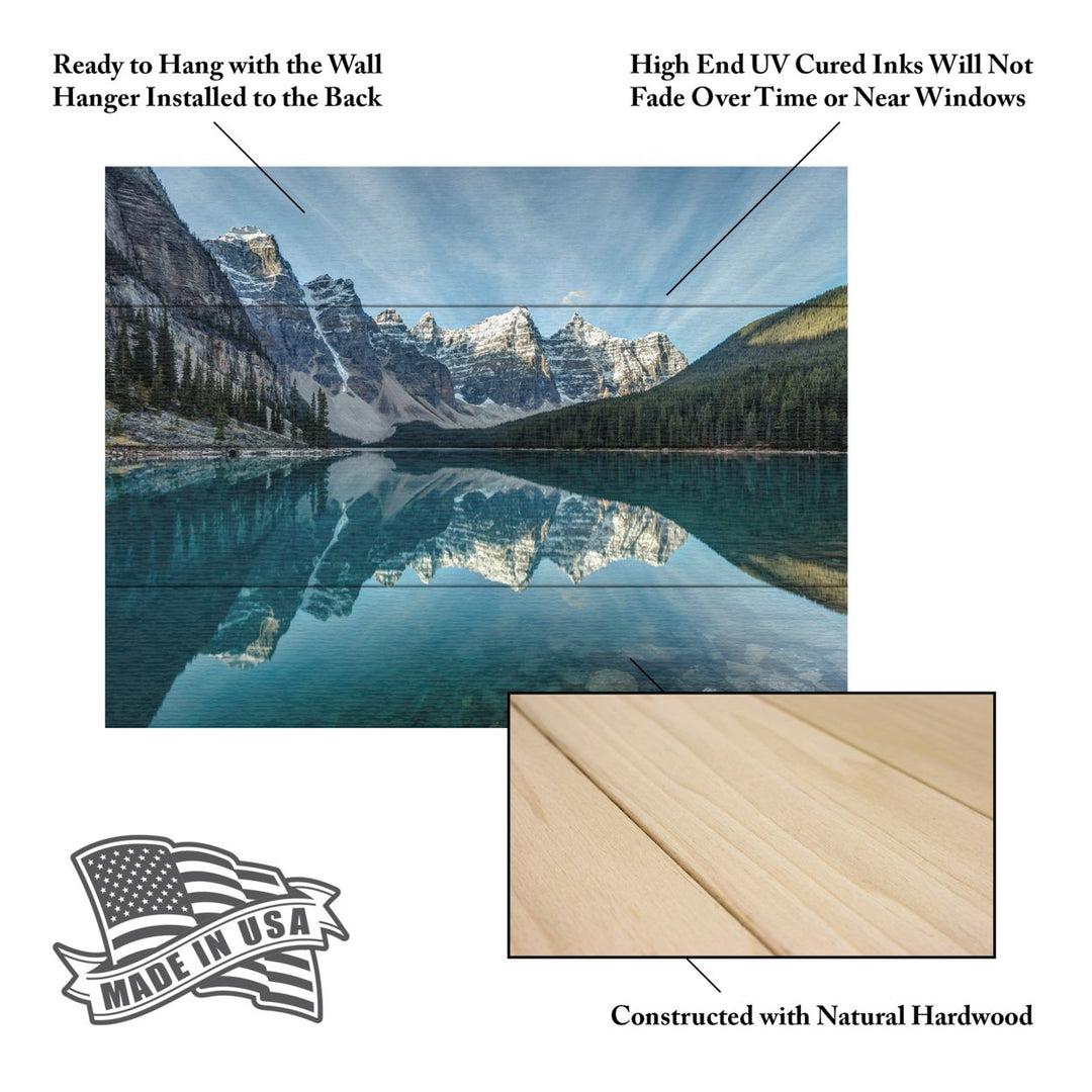 Wall Art 12 x 16 Inches Titled Moraine Lake Reflection Ready to Hang Printed on Wooden Planks Image 5