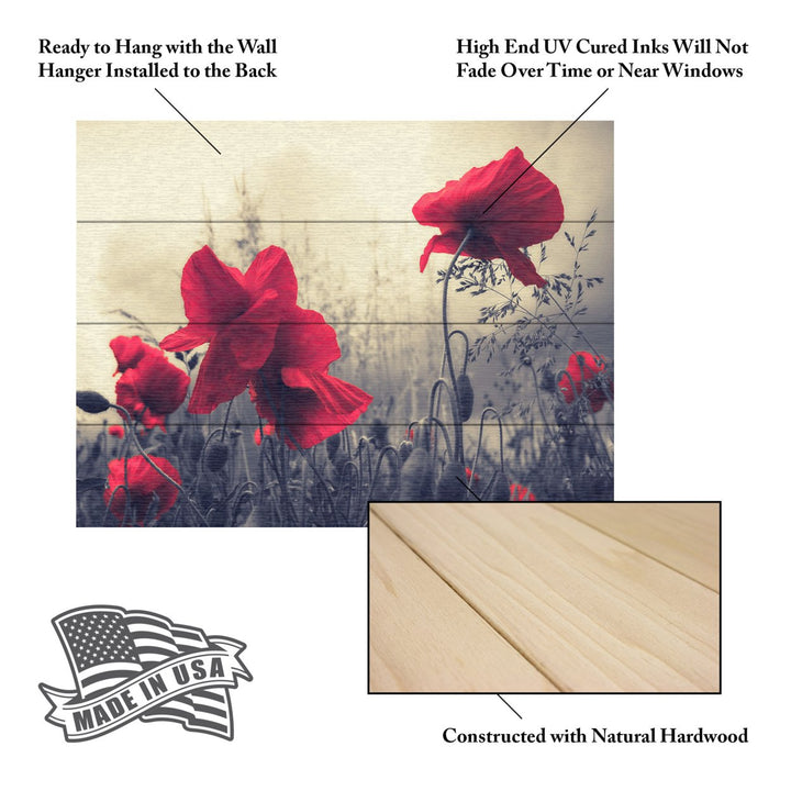 Wall Art 12 x 16 Inches Titled Red For Love Ready to Hang Printed on Wooden Planks Image 5