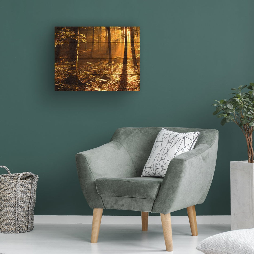 Wall Art 12 x 16 Inches Titled Morning Light Ready to Hang Printed on Wooden Planks Image 1