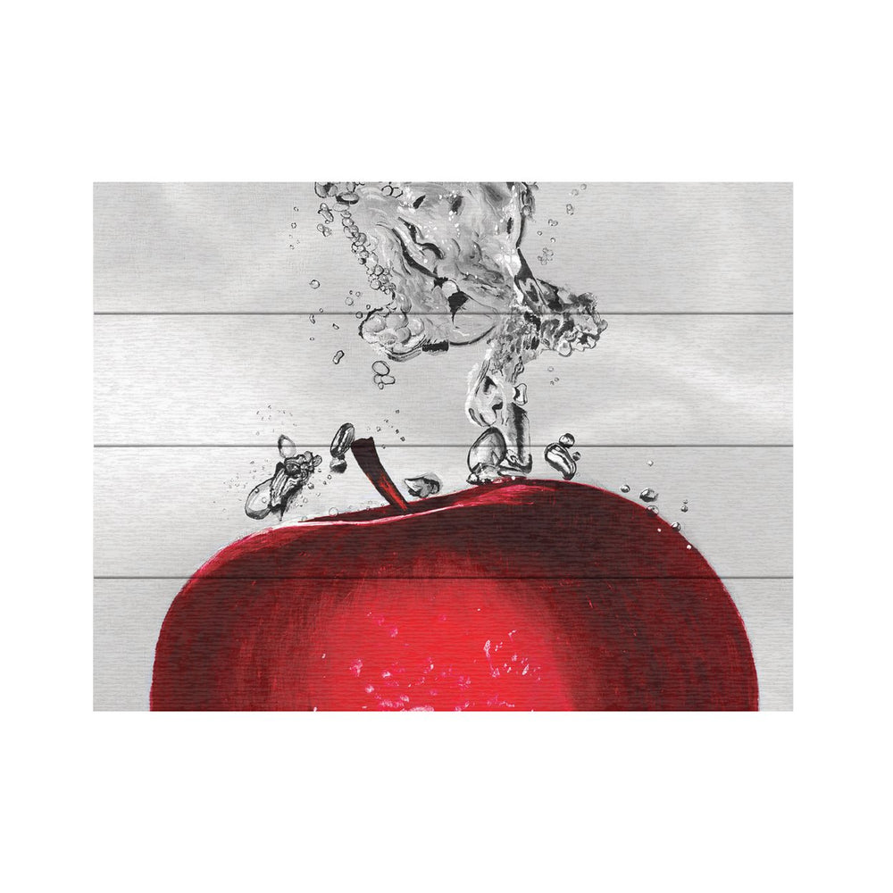 Wall Art 12 x 16 Inches Titled Red Apple Splash Ready to Hang Printed on Wooden Planks Image 2