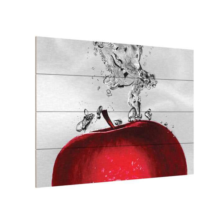 Wall Art 12 x 16 Inches Titled Red Apple Splash Ready to Hang Printed on Wooden Planks Image 3