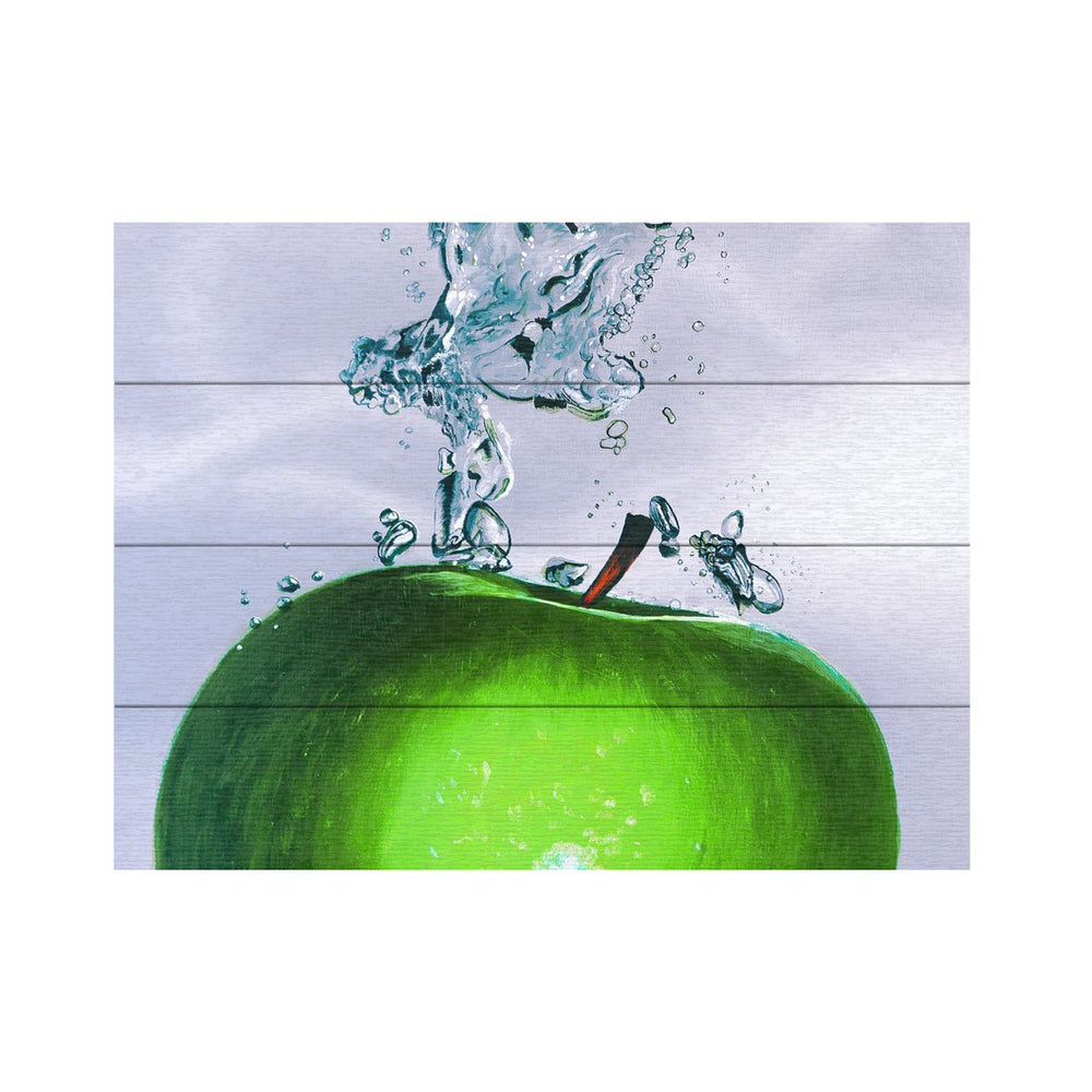 Wall Art 12 x 16 Inches Titled Apple Splash II Ready to Hang Printed on Wooden Planks Image 2
