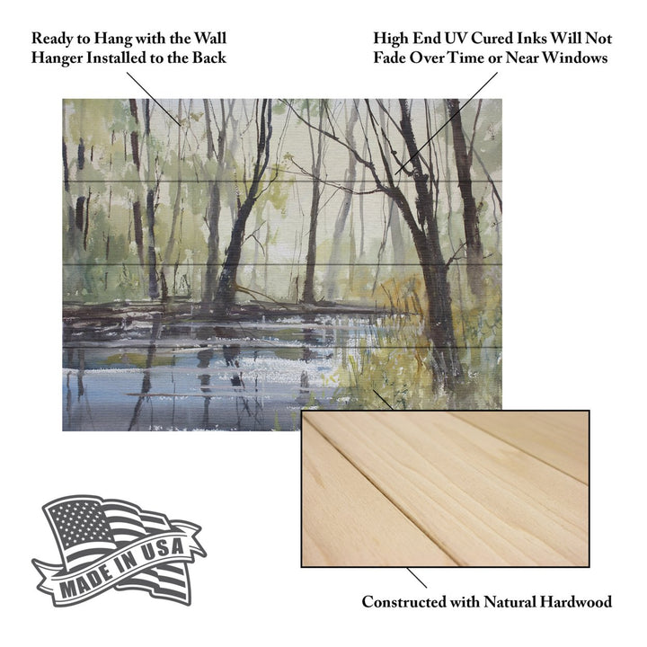 Wall Art 12 x 16 Inches Titled Pine River Reflections Ready to Hang Printed on Wooden Planks Image 5